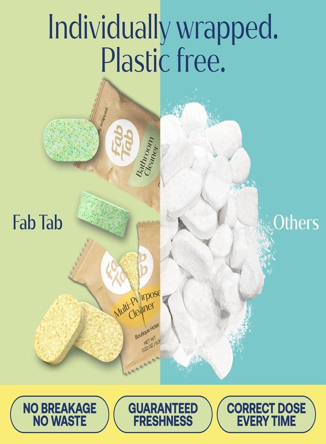 Fab Tab أقراص إعادة تعبئة مجموعة تنظيف المنزل فاب تاب - منظف متعدد الأغراض، منظف للحمامات، وأقراص صابون رغوي لليدين - نباتي - خالٍ من البلاستيك - لا يحتوي على مواد كيميائية قاسية - (الزجاجات غير متضمنة) - Image 5